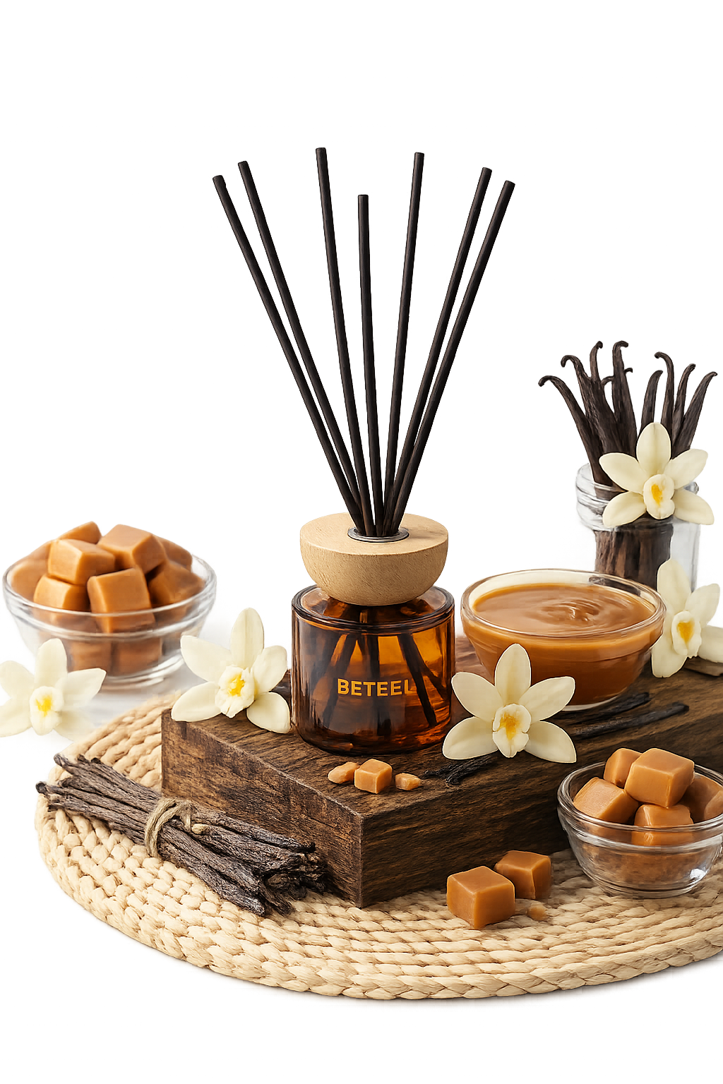 كراميل لاتيه - موزع العطر من بيتيل + أعواد لمعطر السيارة